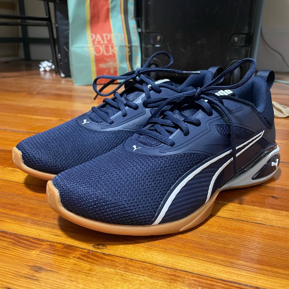 Puma Men's Dark Blue and Tan Athletic Shoes